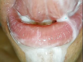 Cumslut JOI Long tongue begging for your cum, I want my milk, close-up slow motion