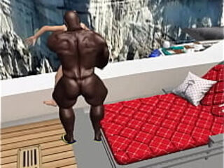 rich white wife gets a workout from muscular black personal trainer on her yacht