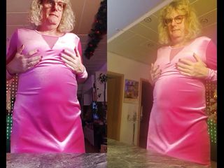 Tslillysophie in Hot Pink Dress Shows Her Big Tits