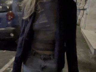 Wife got so horny when dared to show tits in public in see through shirt in a bar full of people