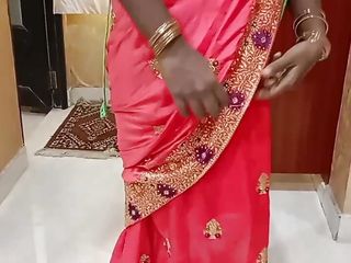 Desi Indian Tamil village dusky housewife wearing saree and showing boobs to her X-lover